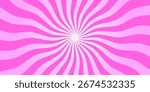 Candy color sunburst background. Abstract pink cream sunbeams design wallpaper. Colorful spinning lines for template, banner, poster, flyer. Sweet rotating cartoon swirl or whirlpool. Vector backdrop