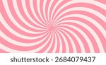Candy color sunburst background. Abstract pink cream sunbeams design wallpaper. Colorful spinning lines for template, banner, poster, flyer. Sweet rotating cartoon swirl or whirlpool