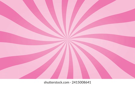 Candy color sunburst background. Abstract pink cream sunbeams design wallpaper. Colorful spinning lines for template, banner, poster, flyer. Vector backdrop