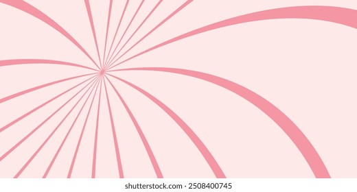 Candy color sunburst background. Abstract pink cream sunbeams design wallpaper. Colorful spinning lines for template, banner, poster, flyer. 