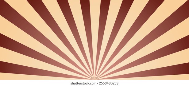 Candy color sunburst background. Abstract chocolate cream sunbeams design. Colorful spinning lines for template, banner, poster, flyer. Sweet rotating cartoon swirl or whirlpool. Vector backdrop.