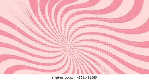 Candy color sunburst background. Abstract pink cream sunbeams design wallpaper. Colorful spinning lines for template, banner, poster, flyer.