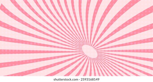 Candy color sunburst background. Abstract pink cream sunbeams design wallpaper. Colorful spinning lines for template, banner