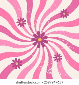Candy color sunburst background. Abstract pink cream sunbeams design wallpaper.