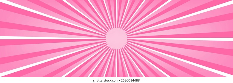 Candy color sunburst background. Abstract pink cream sunbeams design wallpaper. Colorful spinning lines for template, banner, poster, flyer. Sweet rotating cartoon swirl or whirlpool. Vector backdrop