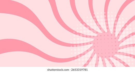 Fundo de explosão solar de cor doce. Papel de parede de design de raios de sol de creme rosa abstrato. Linhas giratórias coloridas para modelo, banner, cartaz, folheto. Roda de desenhos animados rotativos doce ou redemoinho eps 10