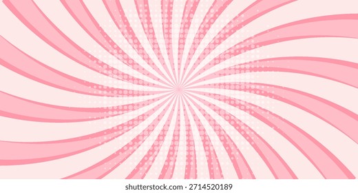 Süßigkeiten Farbe sunburst Hintergrund. Abstrakte rosa Creme Sonnenstrahlen Design Tapete. Farbige Spinnlinien für Schablone, Banner, Poster, Flyer. Süße rotierende Cartoon wirbeln oder Whirlpool. 