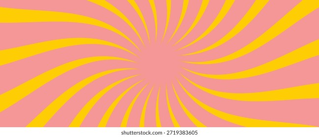 Süßigkeiten Farbe sunburst Hintergrund. Abstrakte rosa Creme Sonnenstrahlen Design Tapete. Farbige Spinnlinien für Schablone, Banner, Poster, Flyer. Süße rotierende Cartoon wirbeln oder Whirlpool. Vektorhintergrund