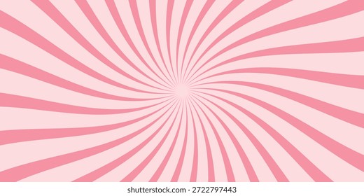 Süßigkeiten Farbe sunburst Hintergrund. Abstrakte rosa Creme Sonnenstrahlen Design Tapete. Farbige Spinnlinien für Schablone, Banner, Poster, Flyer. Süße rotierende Cartoon wirbeln oder Whirlpool. Vektorhintergrund