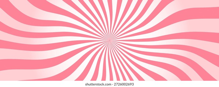 Süßigkeiten Farbe sunburst Hintergrund. Abstrakte rosa Creme Sonnenstrahlen Design Tapete. Farbige Spinnlinien für Schablone, Banner, Poster, Flyer. Süße rotierende Cartoon wirbeln oder Whirlpool. Vektorhintergrund
