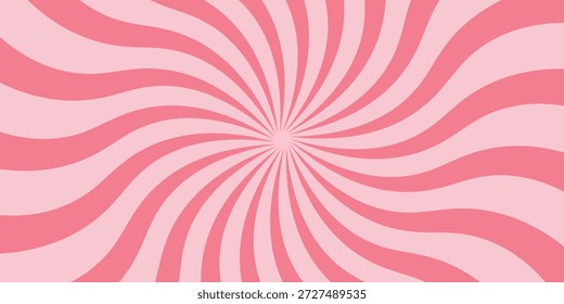 Candy color sunburst background. Abstract pink cream sunbeams design wallpaper. Colorful spinning lines for template, banner, poster, flyer.