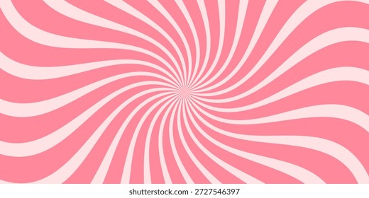 Süßigkeiten Farbe sunburst Hintergrund. Abstrakte rosa Creme Sonnenstrahlen Design Tapete. Farbige Spinnlinien für Schablone, Banner, Poster, Flyer. Süße rotierende Cartoon wirbeln oder Whirlpool. Vektorhintergrund