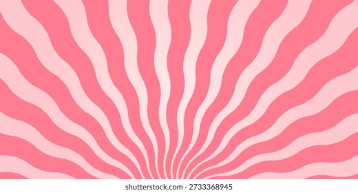 Candy color sunburst background. Abstract pink cream sunbeams design wallpaper. Colorful spinning lines for template, banner