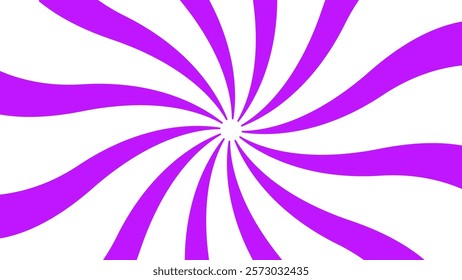 Candy color sunburst background. Purple sunbeams design wallpaper. Spinning lines template. Vector illustration