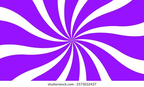 Candy color sunburst background. Purple sunbeams design wallpaper. Spinning lines template