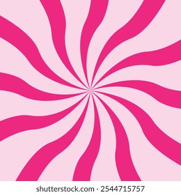 Candy color sunburst background. Swirl pink cream sunbeams design wallpaper. Colorful spinning lines for template, banner, poster, flyer.