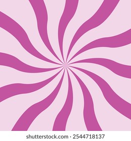 Candy color sunburst background. Swirl purple cream sunbeams design wallpaper. Colorful spinning lines for template, banner, poster, flyer.