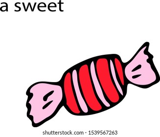 Candy in a color wrapper. Christmas presents, treats. Sweets. Vector image.