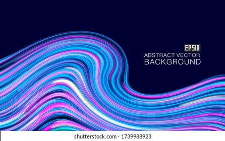 Candy colored glowing ribbons, smooth curves abstract texture background.