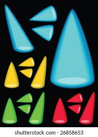 candy colored spotlights - isolated on black - vector illustrations