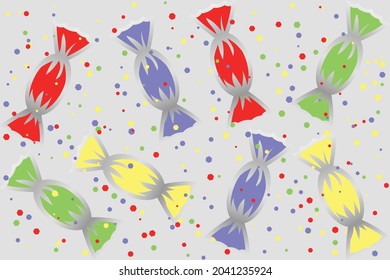 caramelos en envolturas de colores y brillo