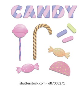 Candy colorful illustration on white