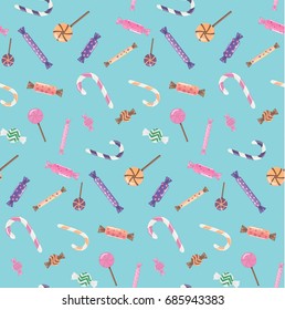 Candy colorful pattern on blue
