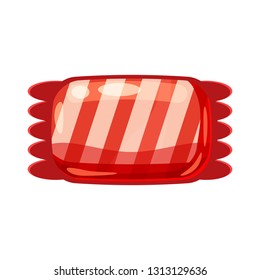 Candy colorful sweet. Bonbon candies in bright color packaging wrapping. Sugar sweet food dessert caramel chocolate. Vector illustration, isolated, cartoon style, icon