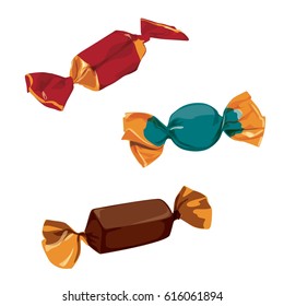 candy in colorful wrappers of different colors