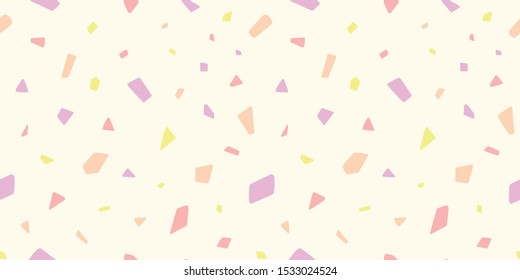 Candy colors terrazzo seamless pattern on off white background. Ideal for wrapping paper, packaging and wallpaper
