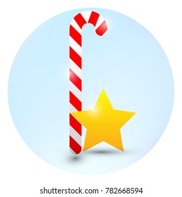 Candy cone icon with star on white background vectr illustration flat desing