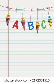 Candy cones with ABC letters on the white background. Eps 10 vector file.