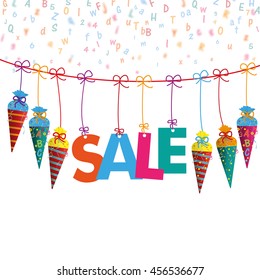 Candy cones on the line with text sale on the white background. Eps 10 vector file.