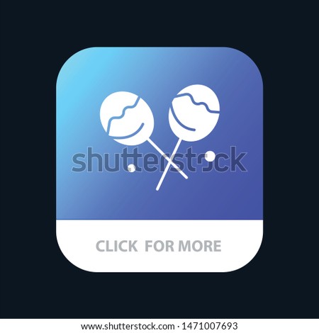 Candy, Confectionery, Heart Lollipop Mobile App Button. Android and IOS Glyph Version. Vector Icon Template background