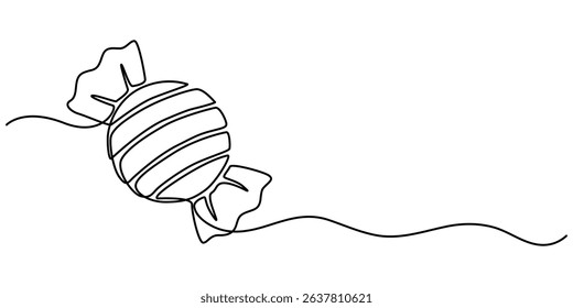 Candy in continuous one line drawing, . Contour icon. Doodle vector illustration, One continuous line drawing of sweet candy. Chocolate. Isolated on white background vector illustration, line art. 