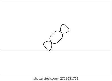 Caramelo continuo de una línea de dibujo de concepto. Dibujo de una sola línea de dulces, Ilustración vectorial de arte de línea de chocolate
