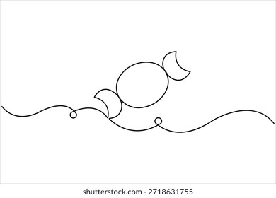 Candy durchgehende einzeilige Zeichnung des Konzepts. Einzeilige Zeichnung von süßen Bonbons, Schokolade Linie Kunst Vektorgrafik
