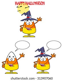 Candy Corn Cartoon Character 4. Vector Collection Set
