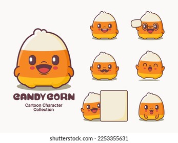 candy corn cartoon. vector illustration with different expressions