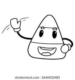 candy corn character illustration hand drawn outline vector