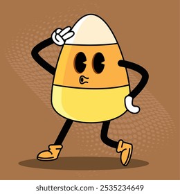 Candy corn character posing with playful expression, Vector