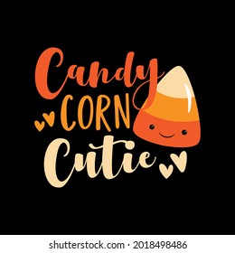 Candy corn cutie - Halloween vecor illustration isolated on black background. Good for T shirt print ,poster, card, label and other  gifts design.