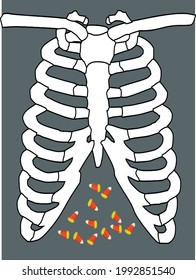 Candy corn halloween rib cage ribs xray costume food design vector illustration for use in design and print poster canvas