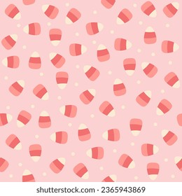 Candy corn Halloween seamless pattern.  Is ideal for baby or toddler girl fabric, gift wrapping, party decoration. Vector illustration