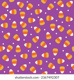 Candy corn Halloween seamless pattern.  Is ideal for baby or toddler girl fabric, gift wrapping, party decoration. Vector illustration