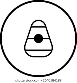 Candy corn icon in a circle, simple flat design for holiday theme projects