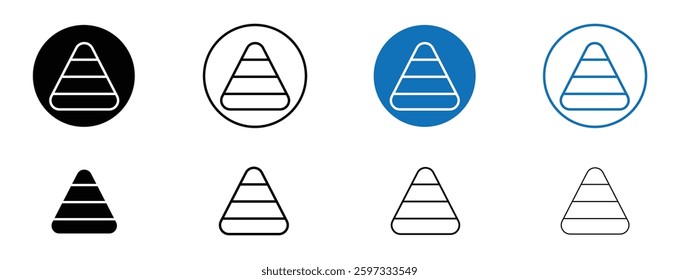 Candy Corn icon set in black and blue colors on white background