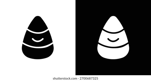 Candy Corn ícone silhueta coleção em preto e branco versões planas sólidas para projetos gráficos