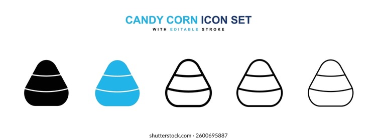 Candy Corn icons graphics set in black and blue colors