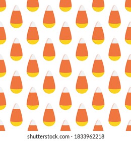 Candy corn icons vector cartoon style seamless pattern background. Halloween sweets background.